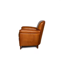 Honey Passy leather club chair in profile view