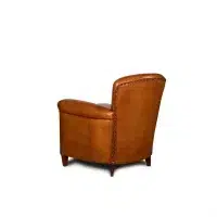 Honey Passy leather club chair in 3/4 back view