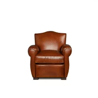 Havana Leather club chair Petit Chapeau de Gendarme in front view