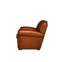 Havana Leather club chair Petit Chapeau de Gendarme in side view