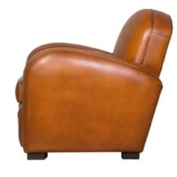 Hemingway child club chair, honey leather, side view
