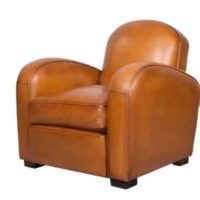 Hemingway child club chair, honey leather, 3/4 view