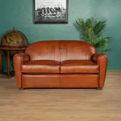 Longchamp 2 seater leather club sofa