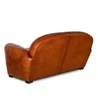 Havana Longchamp 2 seater club sofa in leather in 3/4 back view