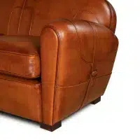 Havana Longchamp 2 seater club sofa in leather, zoom armrest