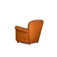 Honey Gaston leather club chair in 3/4 back view