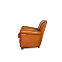 Honey Gaston leather club chair in side view