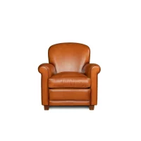 Honey Gaston leather club chair in front view