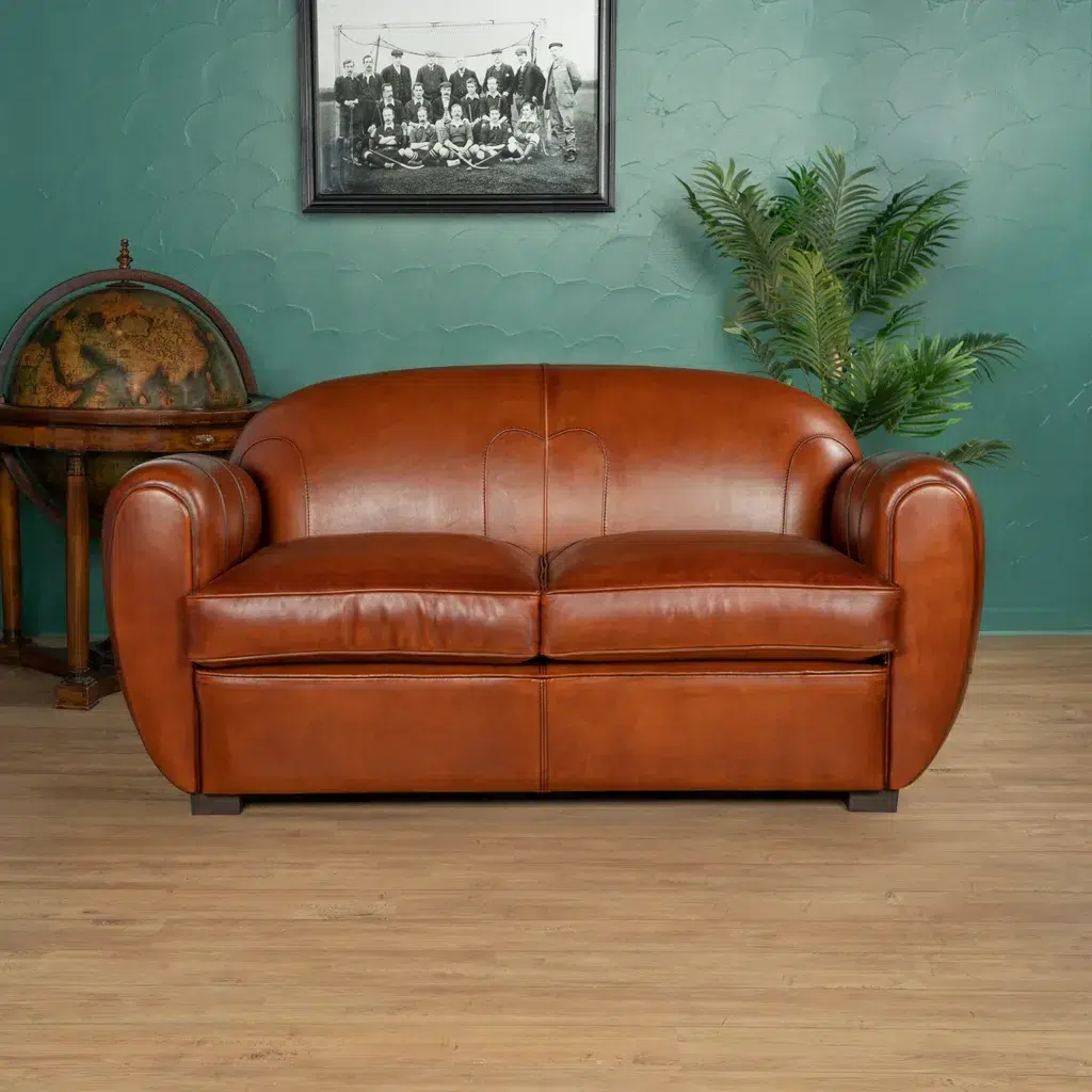 Gabin 2 seater leather club sofa bed