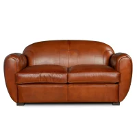 Havana Gabin 2 seater leather club sofa bed front view