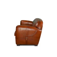 Havana Gabin 3 seater leather club sofa bed side view