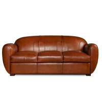 Havana Gabin 3 seater leather club sofa bed front view