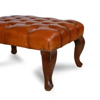 Rectangular Chesterfield footrest havana, zoom in on details