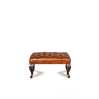 Rectangular Chesterfield footrest havana in front view